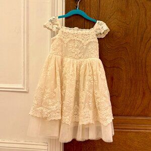 Just Couture Lace Dress Ivory Little Girls Size 5